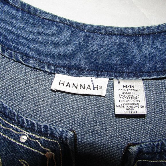 Women's Blue Denim Embroidered Jacket - Size M - Zip-Up Front Long Sleeve - Picture 5 of 5